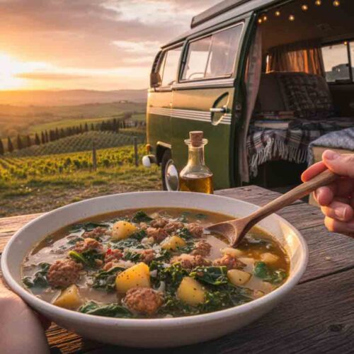 Rustic Tuscan Sausage and Kale Soup